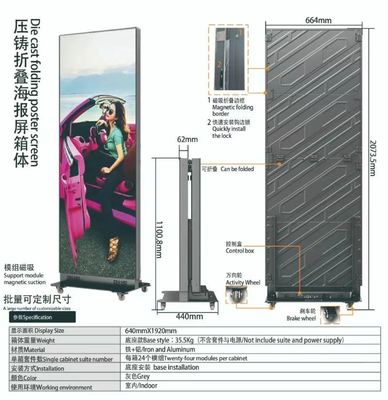 HD Ultra-ince P1.86 Katlanabilir LED Poster Ekran Reklam Video Oynatıcı Işıklı Poster