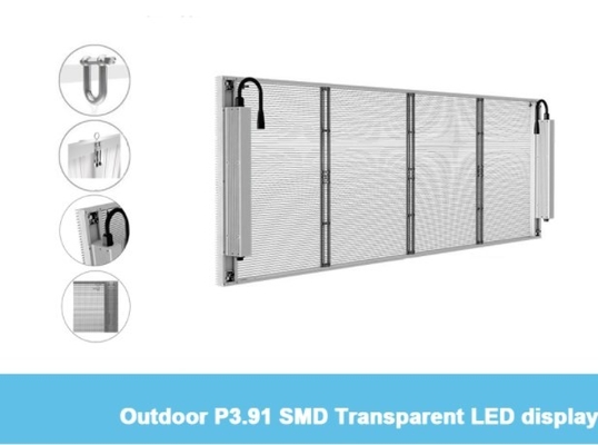 P3.91mm 1R1G1B Şeffaf Cam Led Ekran HD Led Mesh Video Duvar ISO9001